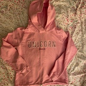 Girls Pink Unicorn Team Hoodie H&M Sz 8-10